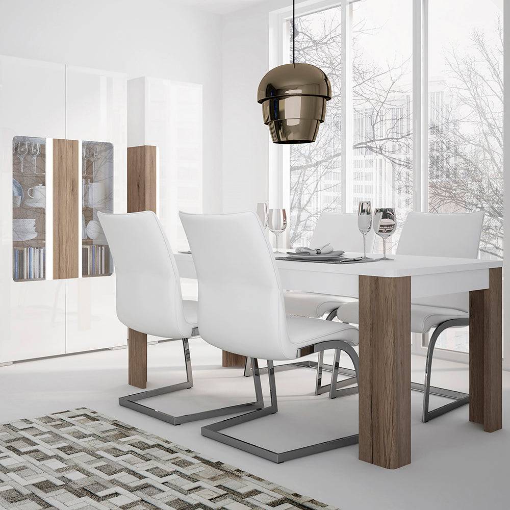 Toronto 160 cm Dining Table In White and Oak - TidySpaces