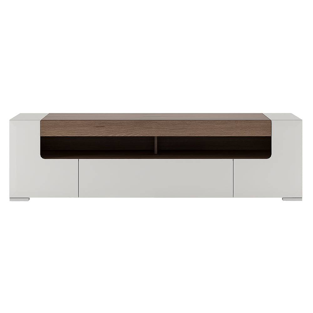 Toronto 190 cm wide TV Cabinet In White and Oak - TidySpaces