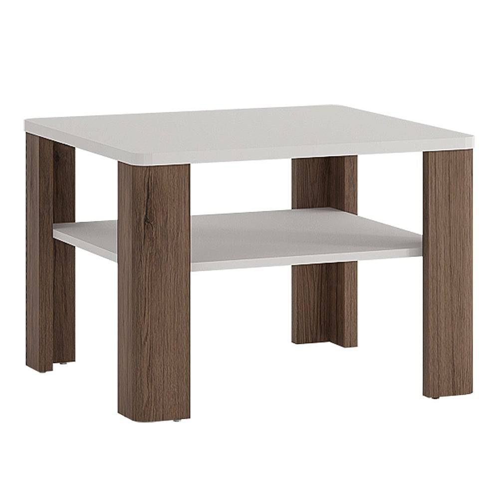 Toronto Coffee Table with shelf In White and Oak - TidySpaces