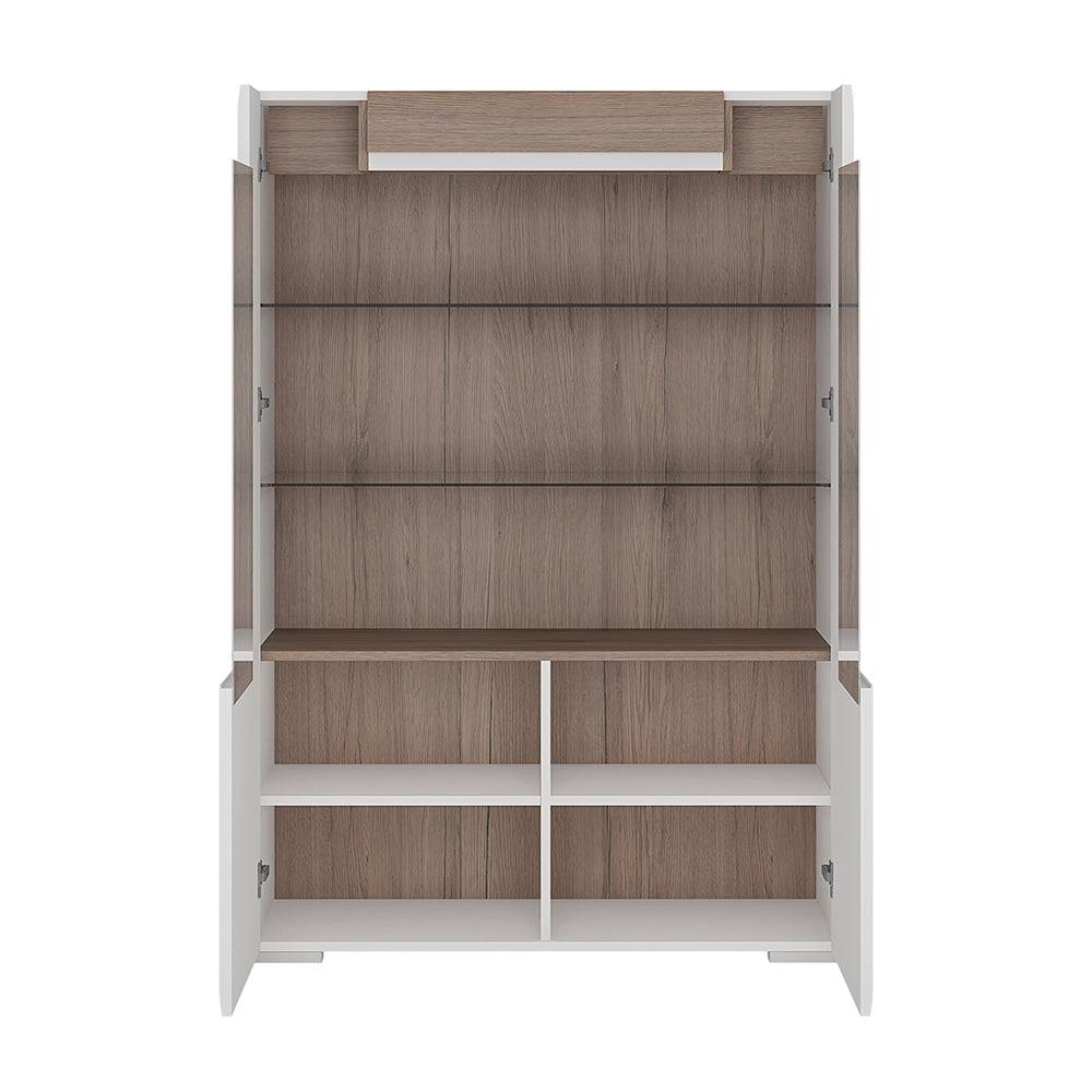 Toronto Low glazed 2 door display cabinet with internal shelves (inc. Plexi Lighting) - TidySpaces