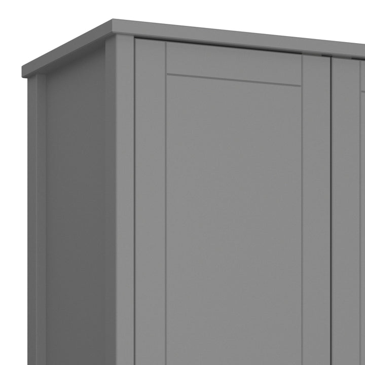 Tromso 3 Doors Wardrobe Folkestone Grey with Leather Handles - TidySpaces