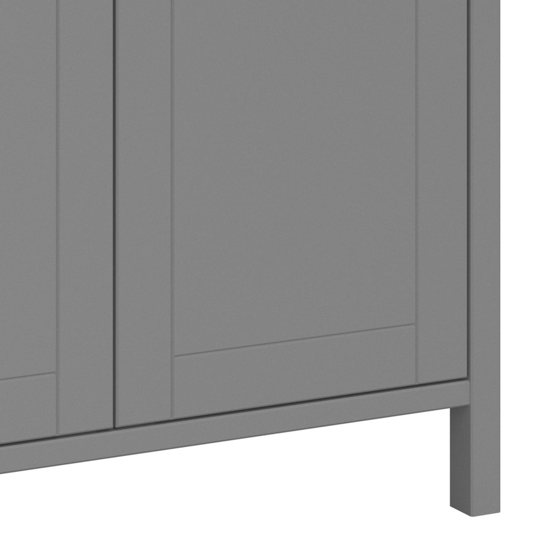 Tromso 3 Doors Wardrobe Folkestone Grey with Leather Handles - TidySpaces