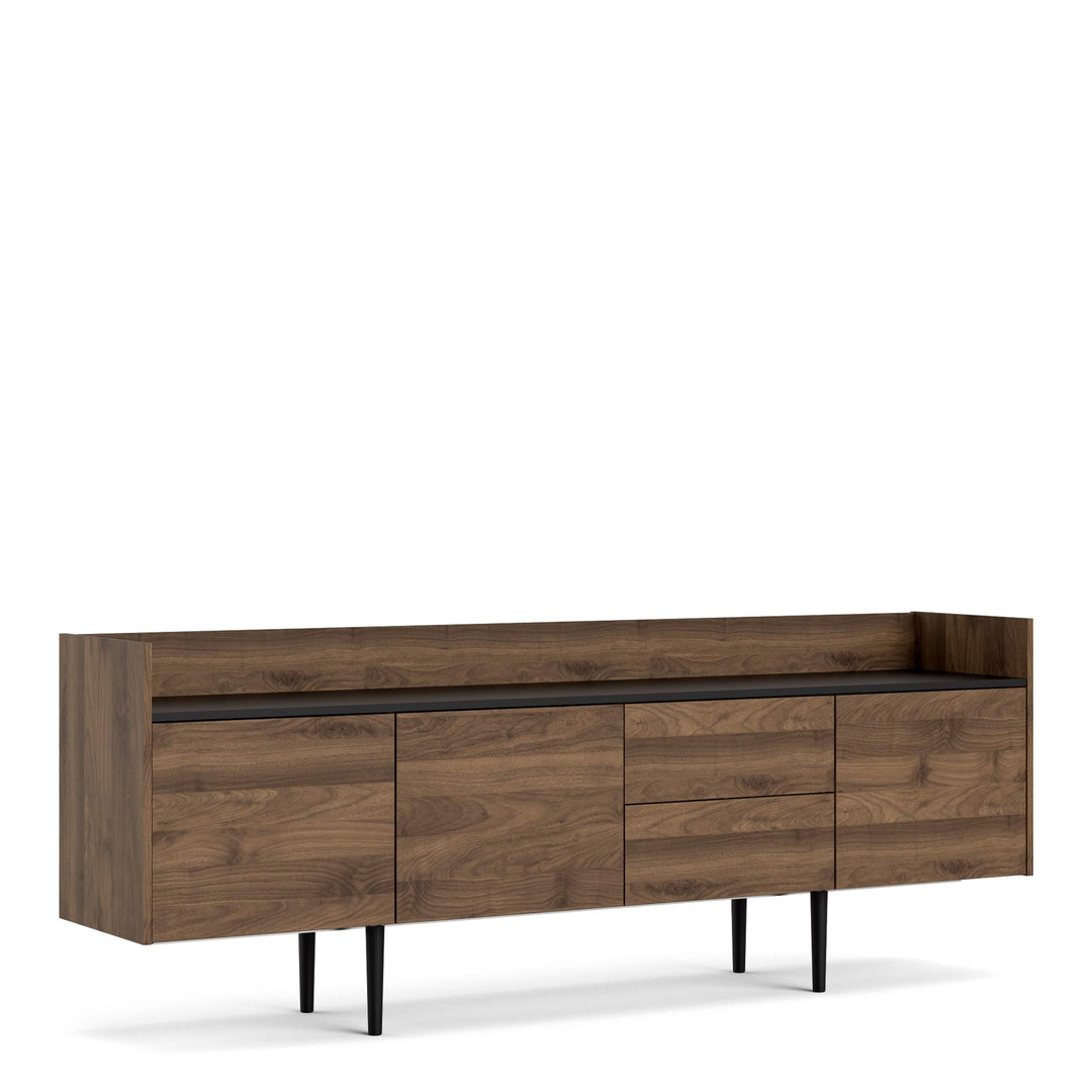 Unit Sideboard 2 Drawers 3 Doors in Walnut and Black - TidySpaces