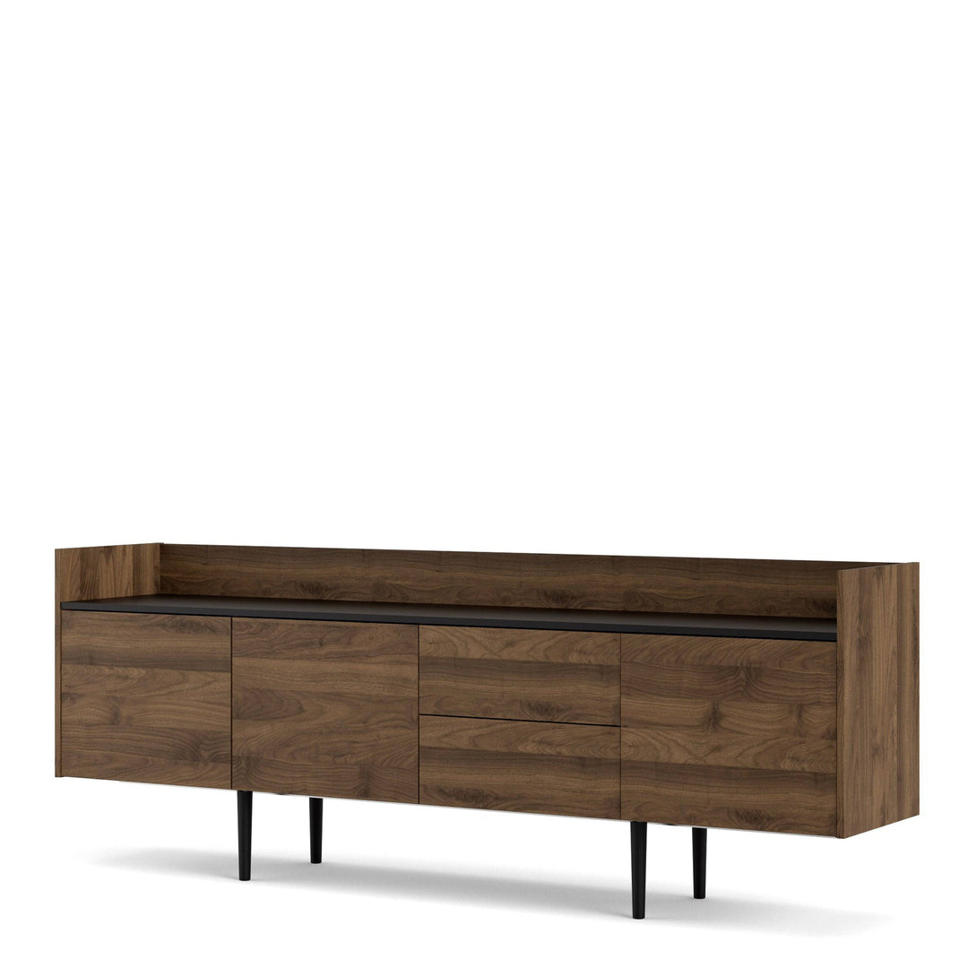 Unit Sideboard 2 Drawers 3 Doors in Walnut and Black - TidySpaces