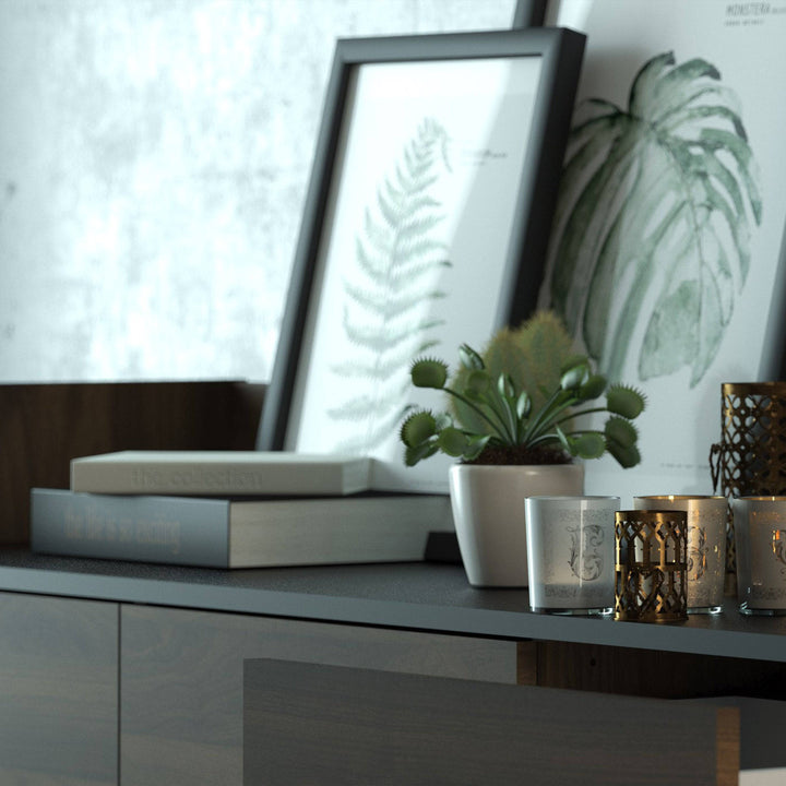 Unit Sideboard 2 Drawers 3 Doors in Walnut and Black - TidySpaces