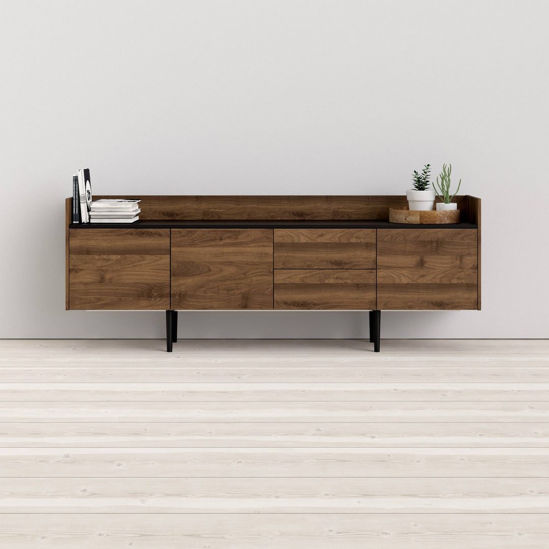 Unit Sideboard 2 Drawers 3 Doors in Walnut and Black - TidySpaces