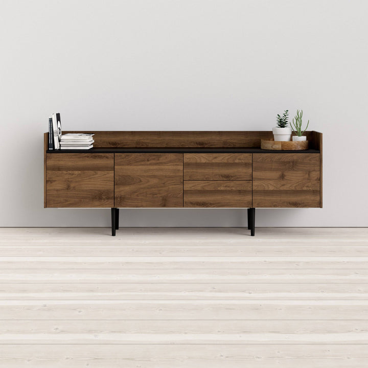 Unit Sideboard 2 Drawers 3 Doors in Walnut and Black - TidySpaces