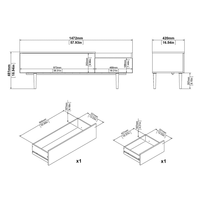 Unit Sideboard 2 Drawers 3 Doors in Walnut and Black - TidySpaces