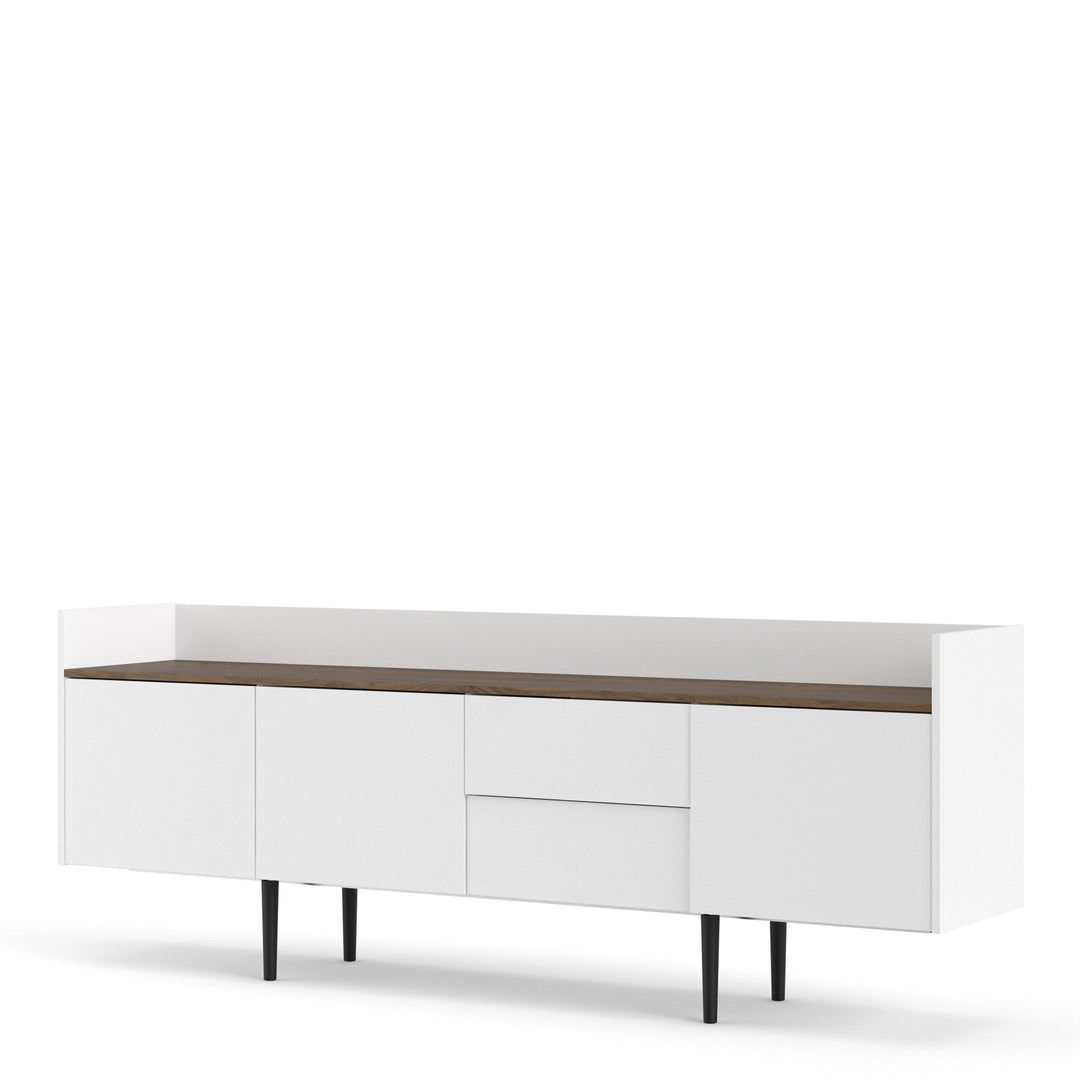 Unit Sideboard 2 Drawers 3 Doors in White and Walnut - TidySpaces