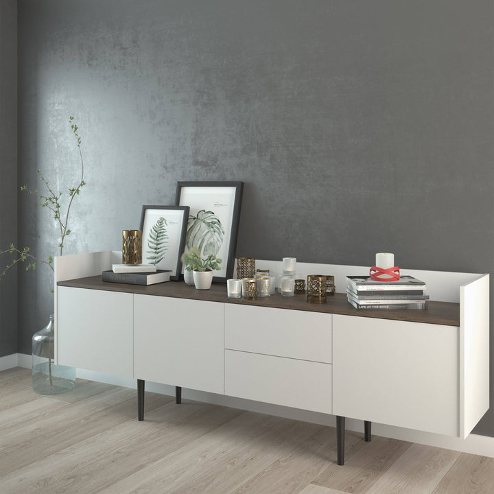 Unit Sideboard 2 Drawers 3 Doors in White and Walnut - TidySpaces