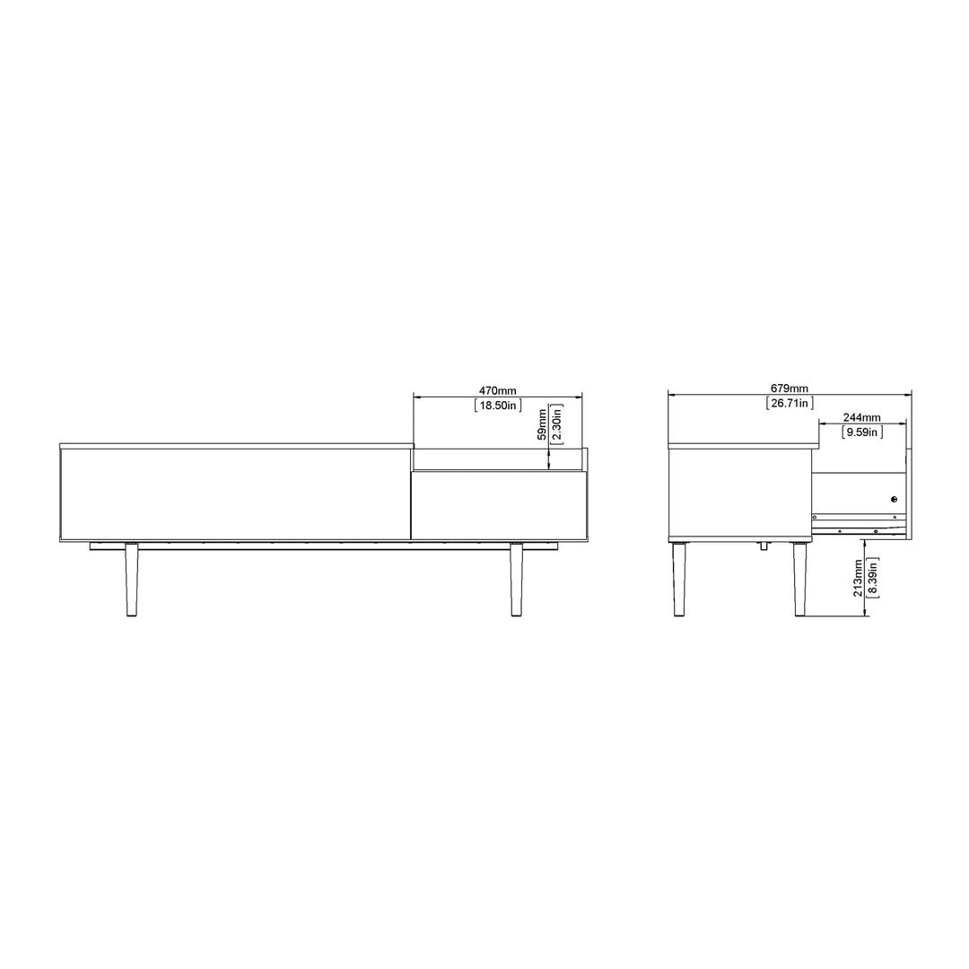 Unit Sideboard 2 Drawers 3 Doors in White and Walnut - TidySpaces