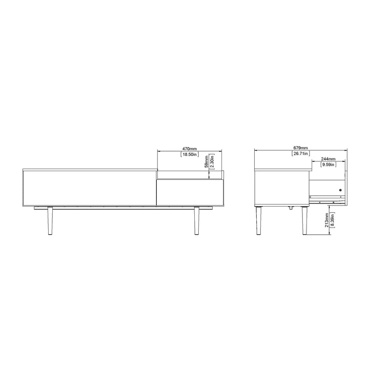 Unit Sideboard 2 Drawers 3 Doors in White and Walnut - TidySpaces