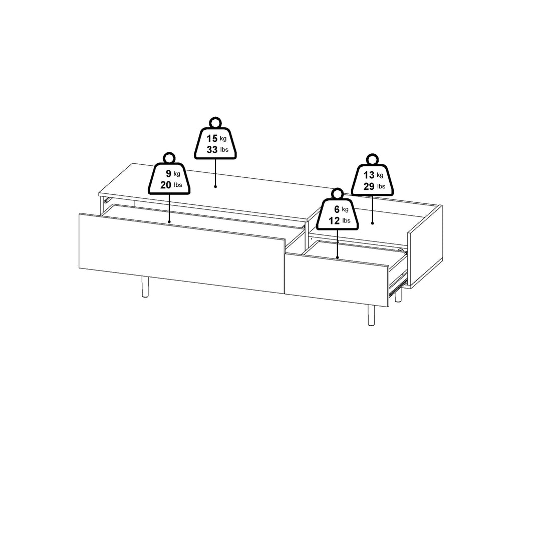 Unit Sideboard 2 Drawers 3 Doors in White and Walnut - TidySpaces