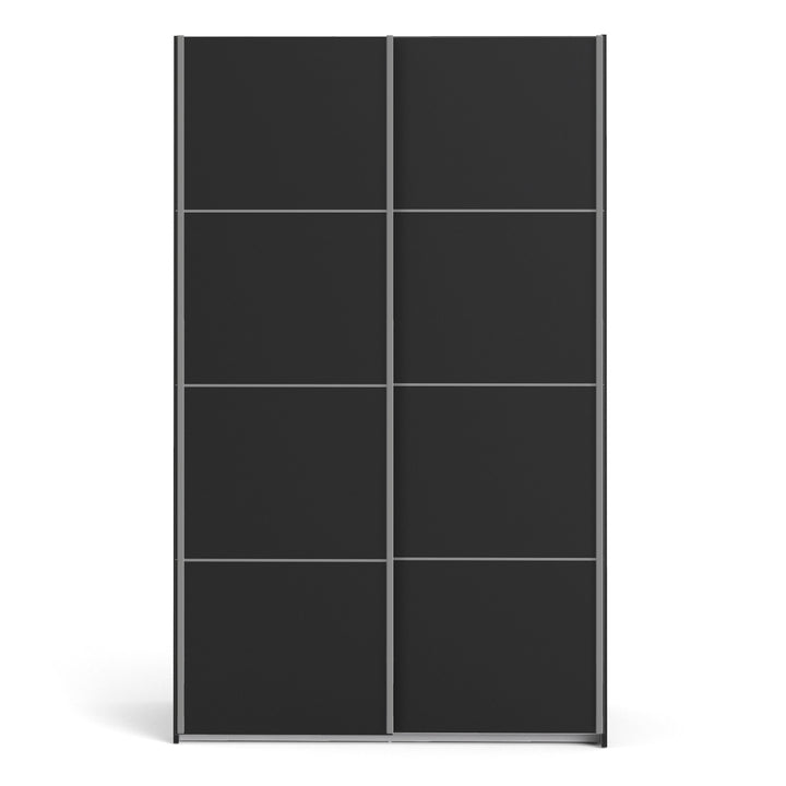 Verona Sliding Wardrobe 120cm in Black Matt with Black Matt Doors with 2 Shelves - TidySpaces