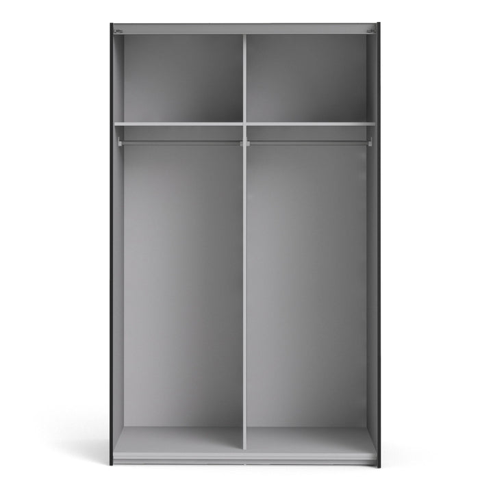 Verona Sliding Wardrobe 120cm in Black Matt with Black Matt Doors with 2 Shelves - TidySpaces