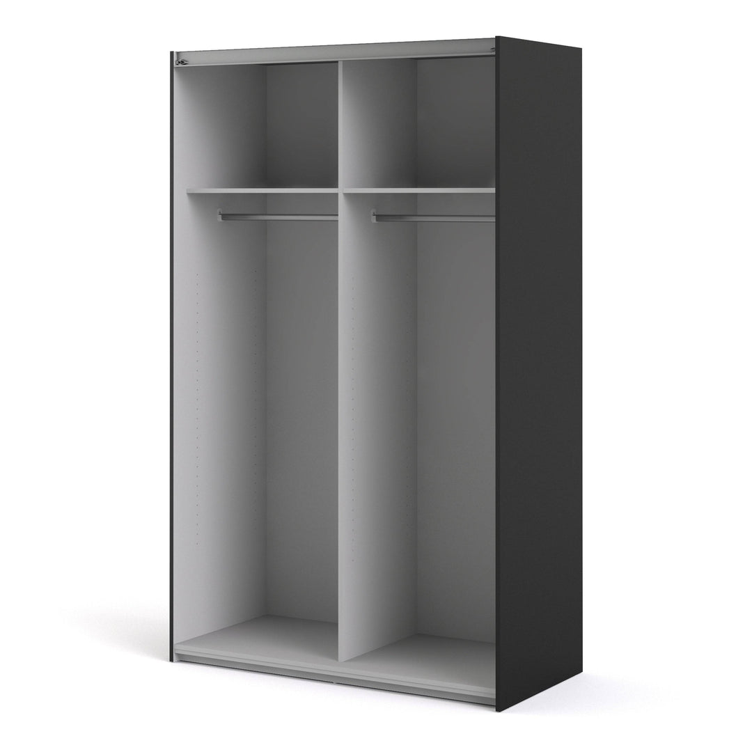 Verona Sliding Wardrobe 120cm in Black Matt with Black Matt Doors with 2 Shelves - TidySpaces