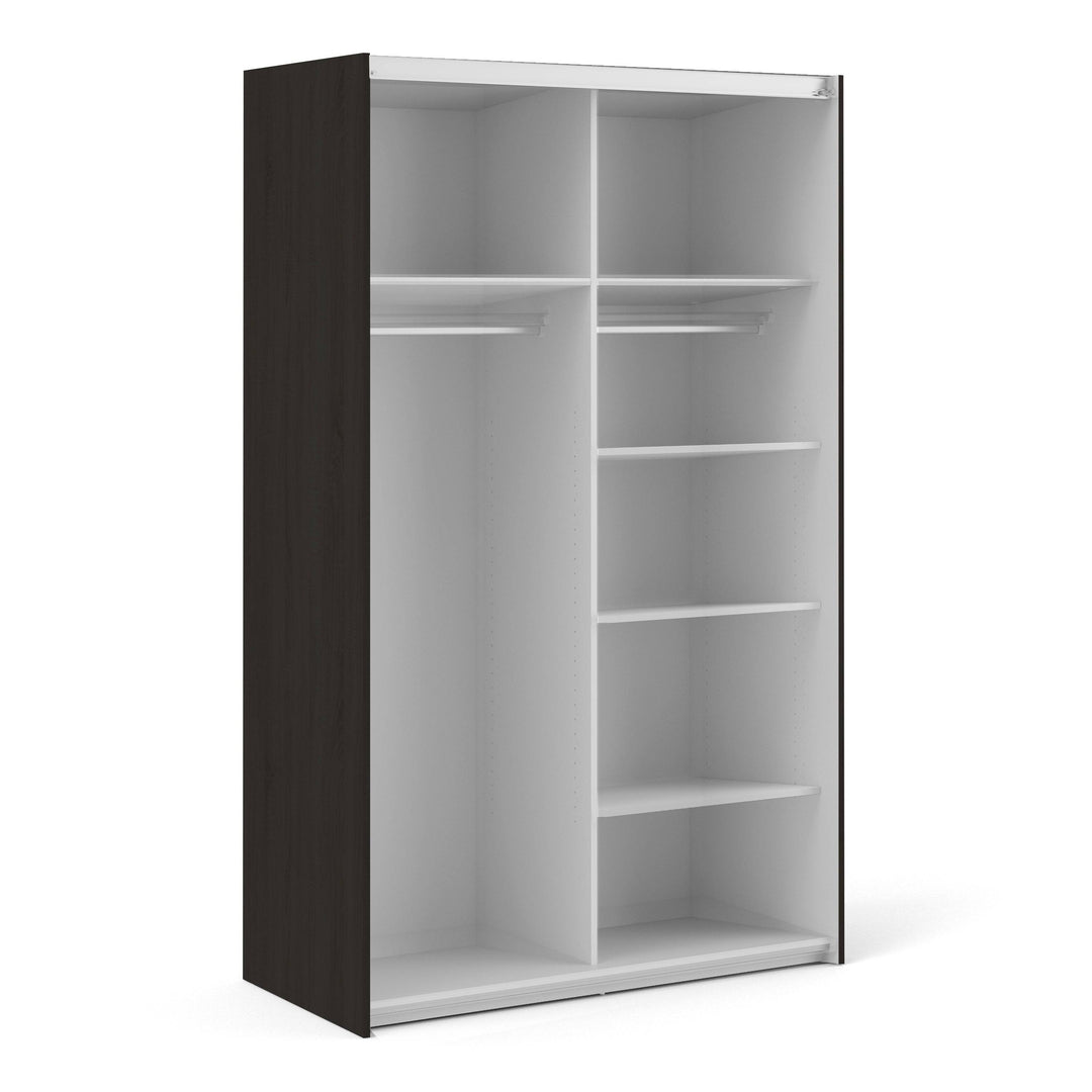 Verona Sliding Wardrobe 120cm in Black Matt with Black Matt Doors with 5 Shelves - TidySpaces