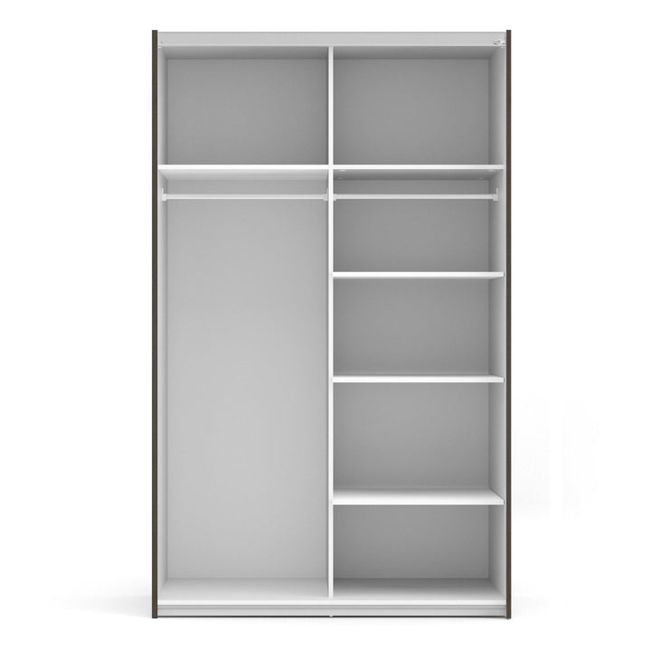 Verona Sliding Wardrobe 120cm in Black Matt with Black Matt Doors with 5 Shelves - TidySpaces