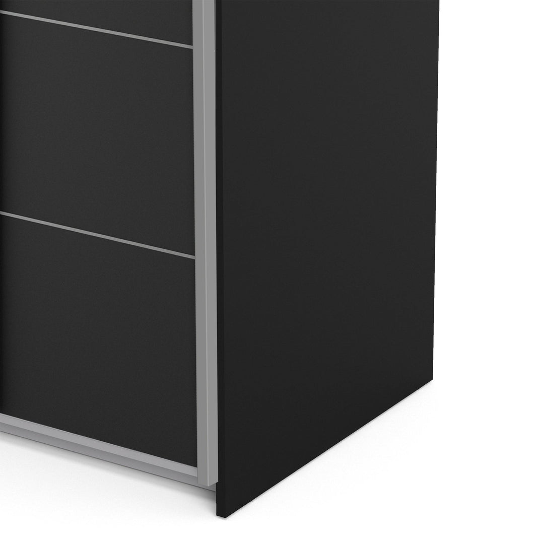 Verona Sliding Wardrobe 120cm in Black Matt with Black Matt Doors with 5 Shelves - TidySpaces