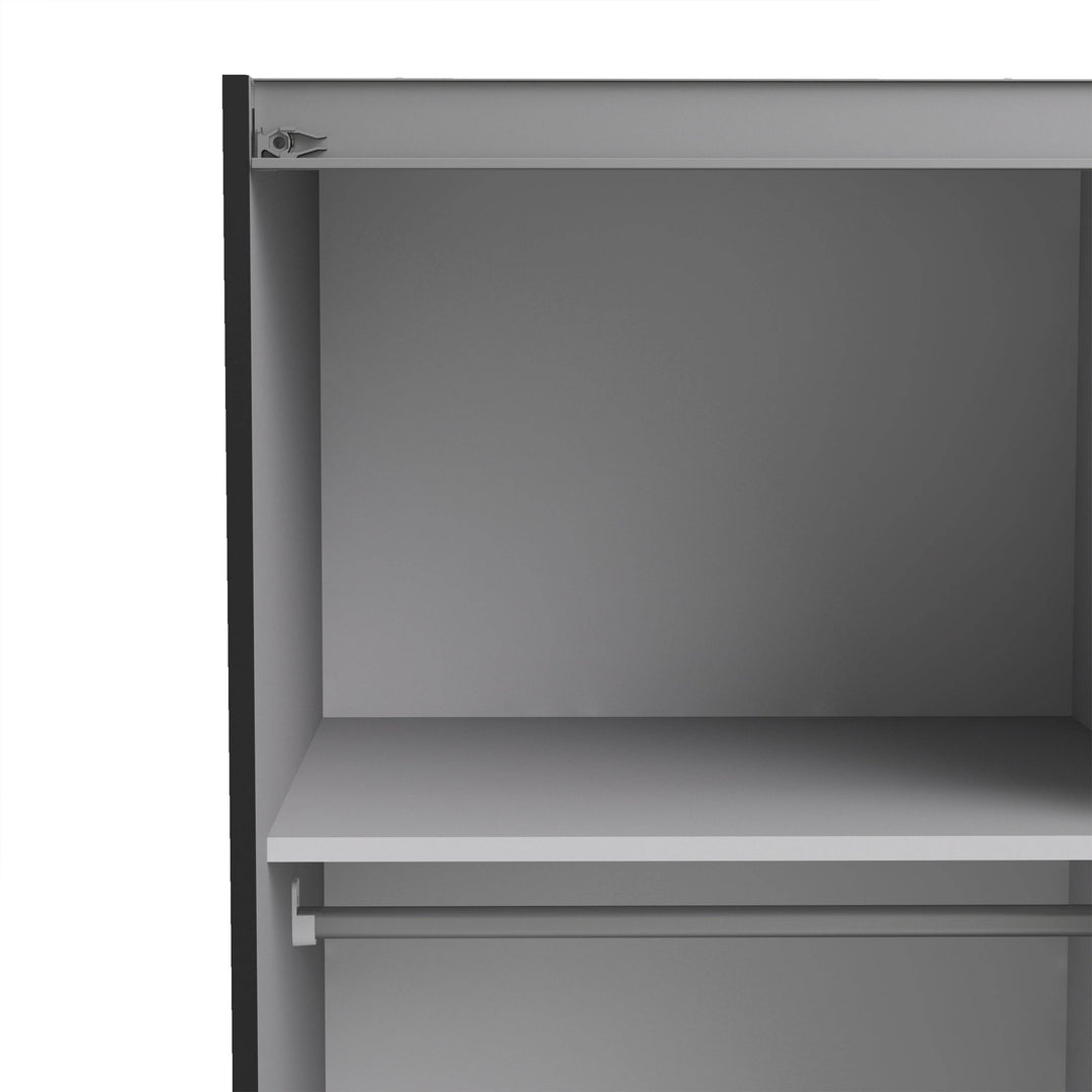 Verona Sliding Wardrobe 120cm in Black Matt with Black Matt Doors with 5 Shelves - TidySpaces