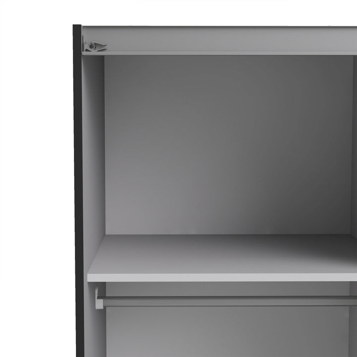 Verona Sliding Wardrobe 120cm in Black Matt with Black Matt Doors with 5 Shelves - TidySpaces