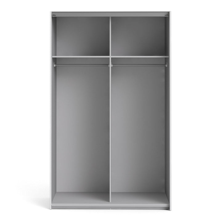 Verona Sliding Wardrobe 120cm in White with Oak Doors with 2 Shelves - TidySpaces