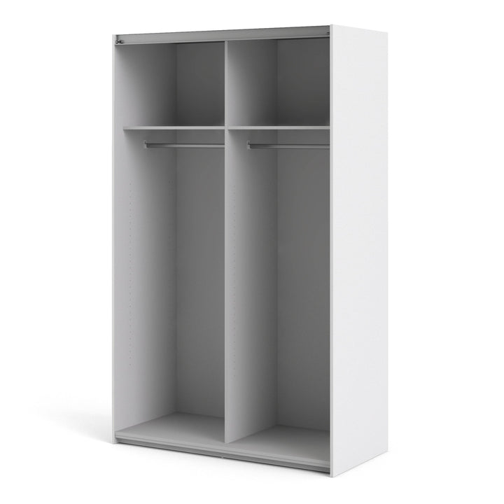 Verona Sliding Wardrobe 120cm in White with Oak Doors with 2 Shelves - TidySpaces