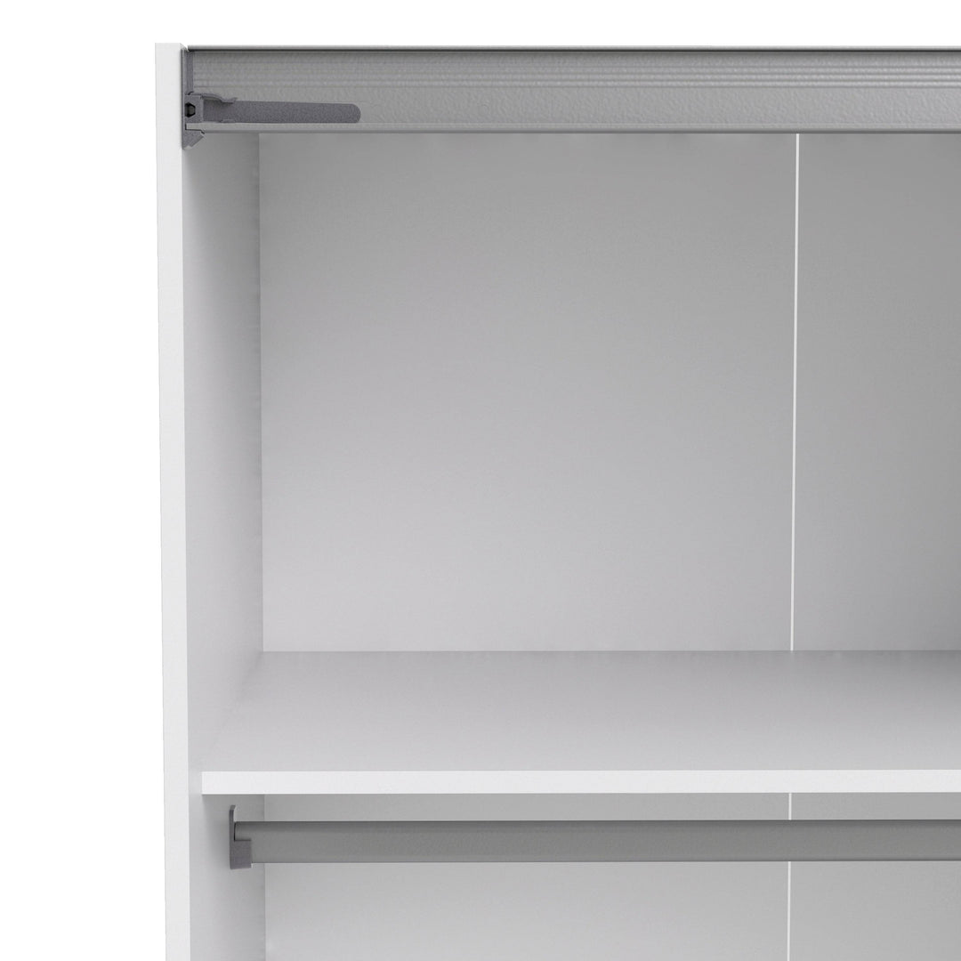 Verona Sliding Wardrobe 180cm in White with Mirror Doors with 2 Shelves - TidySpaces