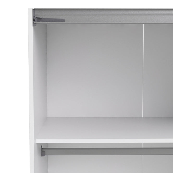 Verona Sliding Wardrobe 180cm in White with Mirror Doors with 5 Shelves - TidySpaces