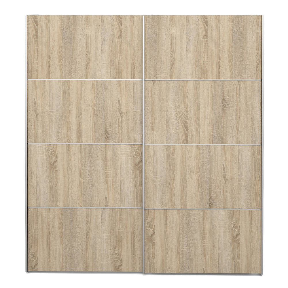 Verona Sliding Wardrobe 180cm in White with Oak Doors with 2 Shelves - TidySpaces