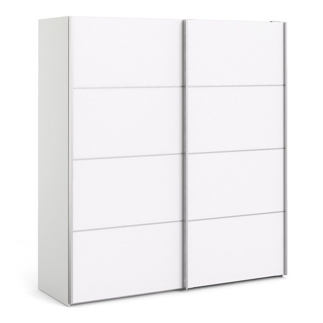 Verona Sliding Wardrobe 180cm in White with White Doors with 2 Shelves - TidySpaces