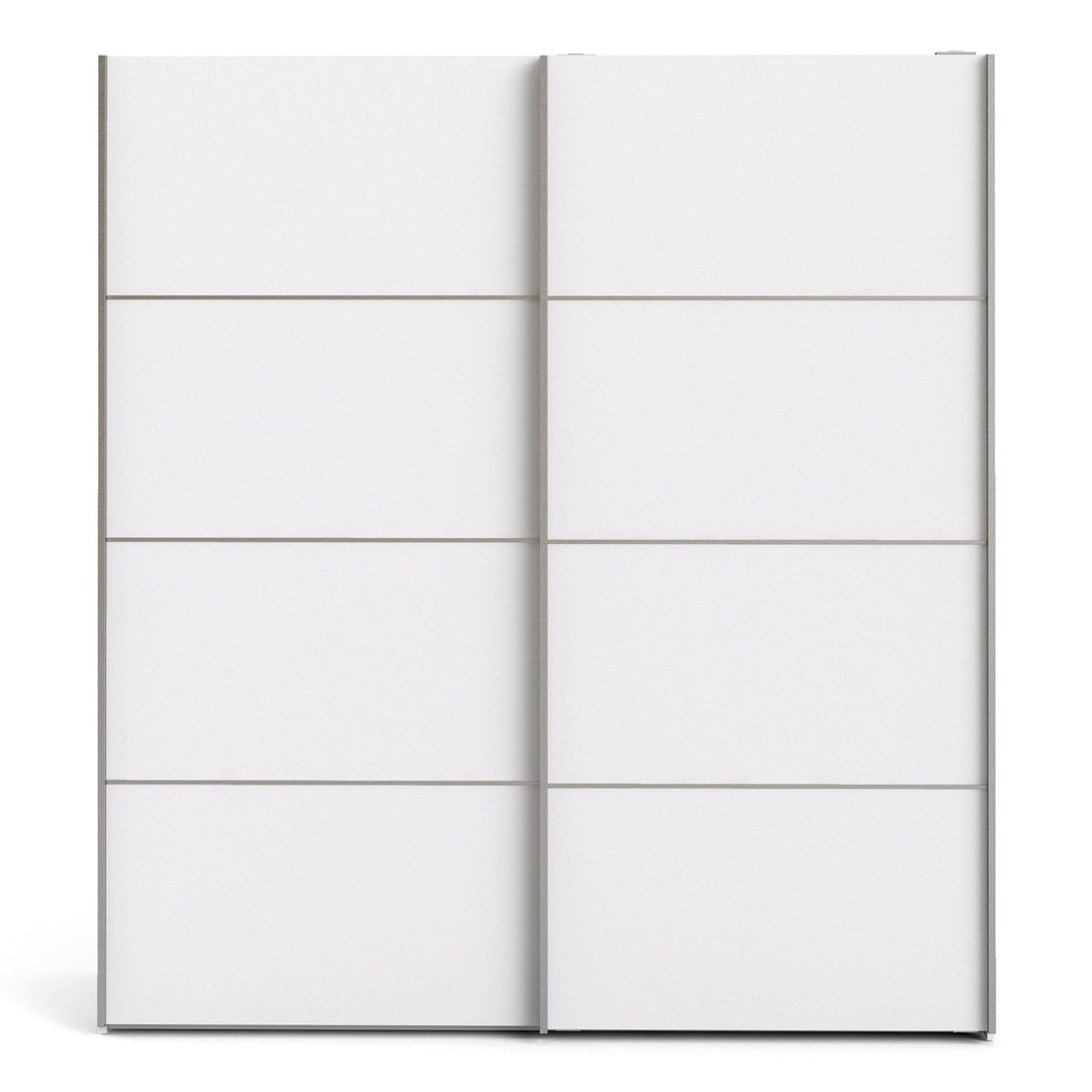 Verona Sliding Wardrobe 180cm in White with White Doors with 2 Shelves - TidySpaces