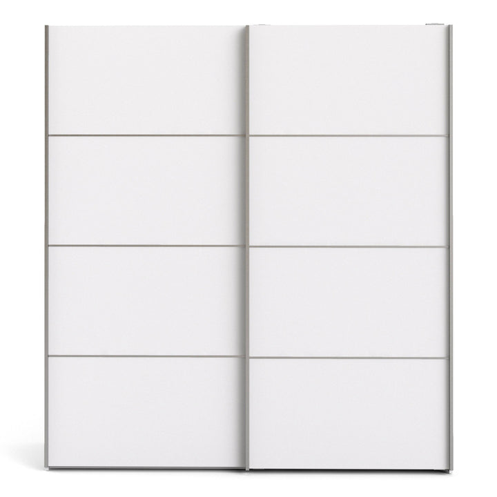 Verona Sliding Wardrobe 180cm in White with White Doors with 2 Shelves - TidySpaces