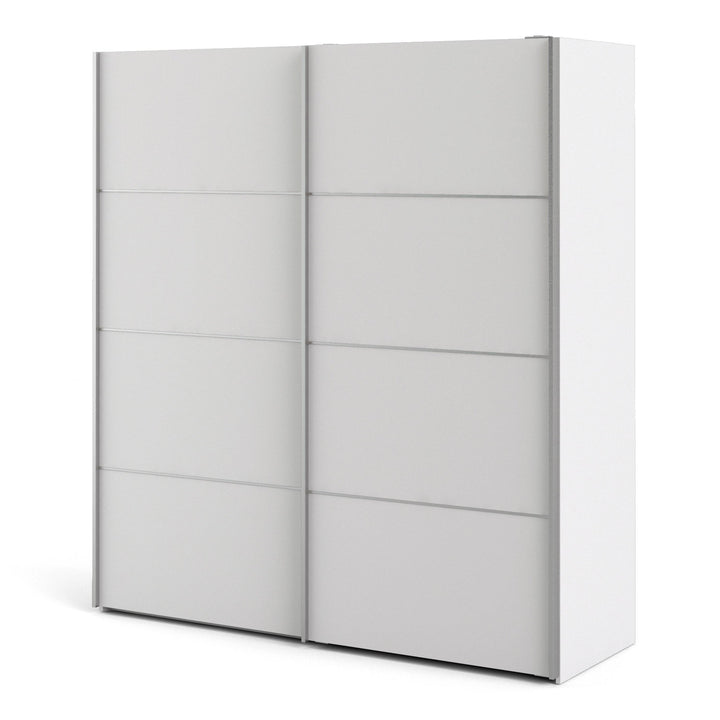 Verona Sliding Wardrobe 180cm in White with White Doors with 2 Shelves - TidySpaces