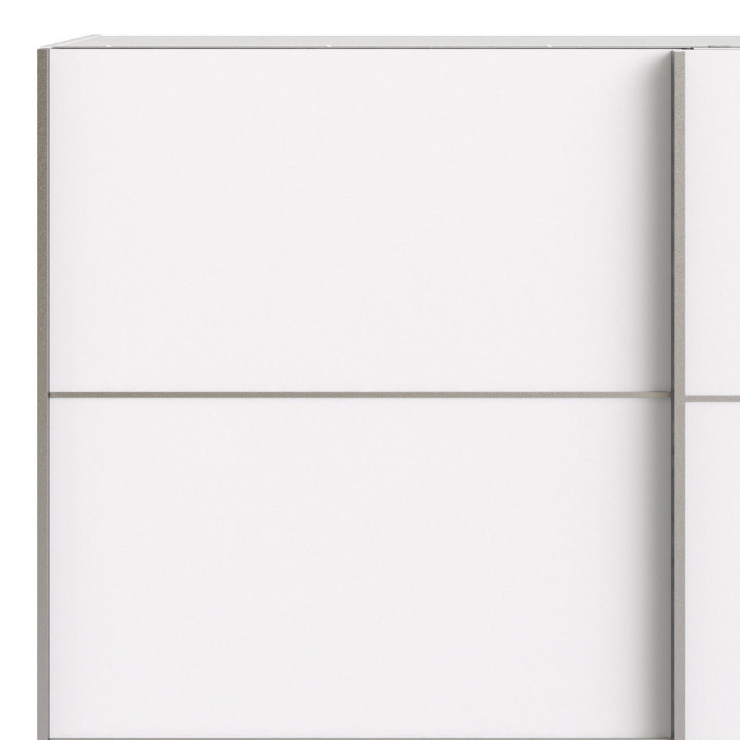 Verona Sliding Wardrobe 180cm in White with White Doors with 2 Shelves - TidySpaces