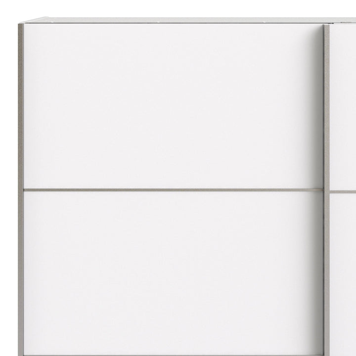 Verona Sliding Wardrobe 180cm in White with White Doors with 2 Shelves - TidySpaces