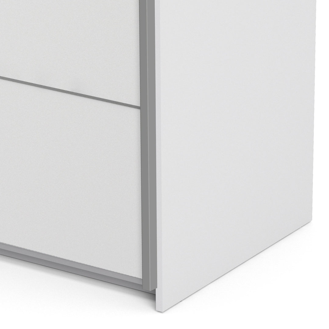 Verona Sliding Wardrobe 180cm in White with White Doors with 2 Shelves - TidySpaces