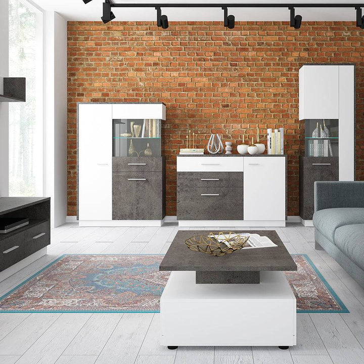 Zingaro 1 door 2 drawer 1 compartment sideboard in Grey and White - TidySpaces