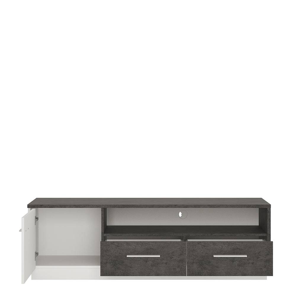 Zingaro 1 door 2 drawer wide TV cabinet in Grey and White - TidySpaces