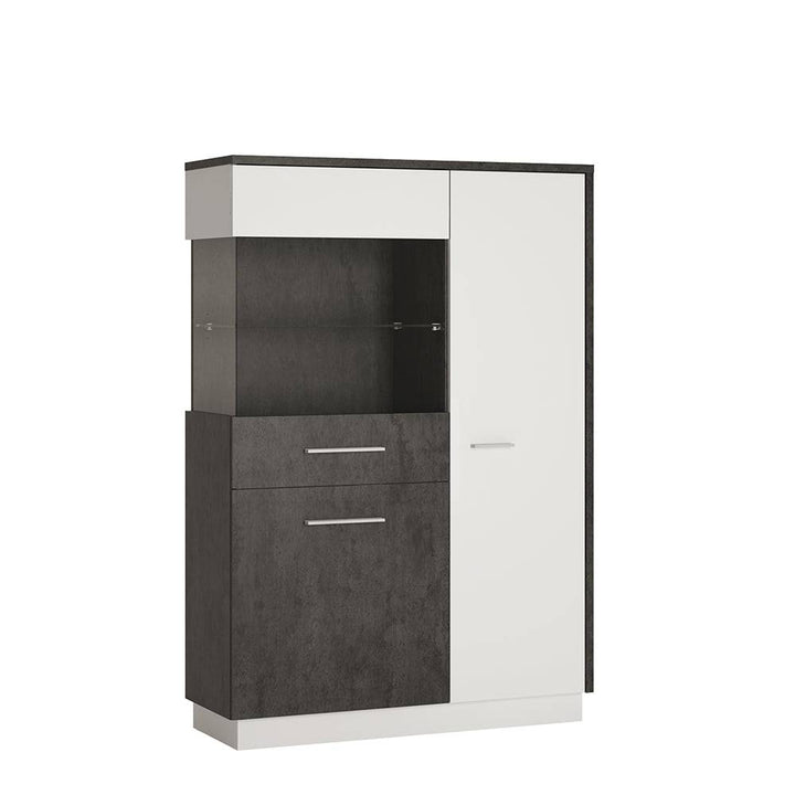 Zingaro Low display cabinet (LH) in Grey and White - TidySpaces