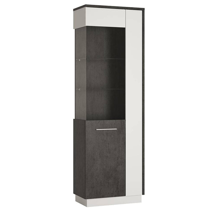 Zingaro Tall Glazed display cabinet (LH) in Grey and White - TidySpaces