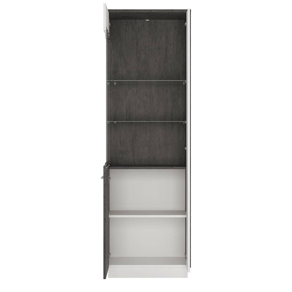 Zingaro Tall Glazed display cabinet (LH) in Grey and White - TidySpaces