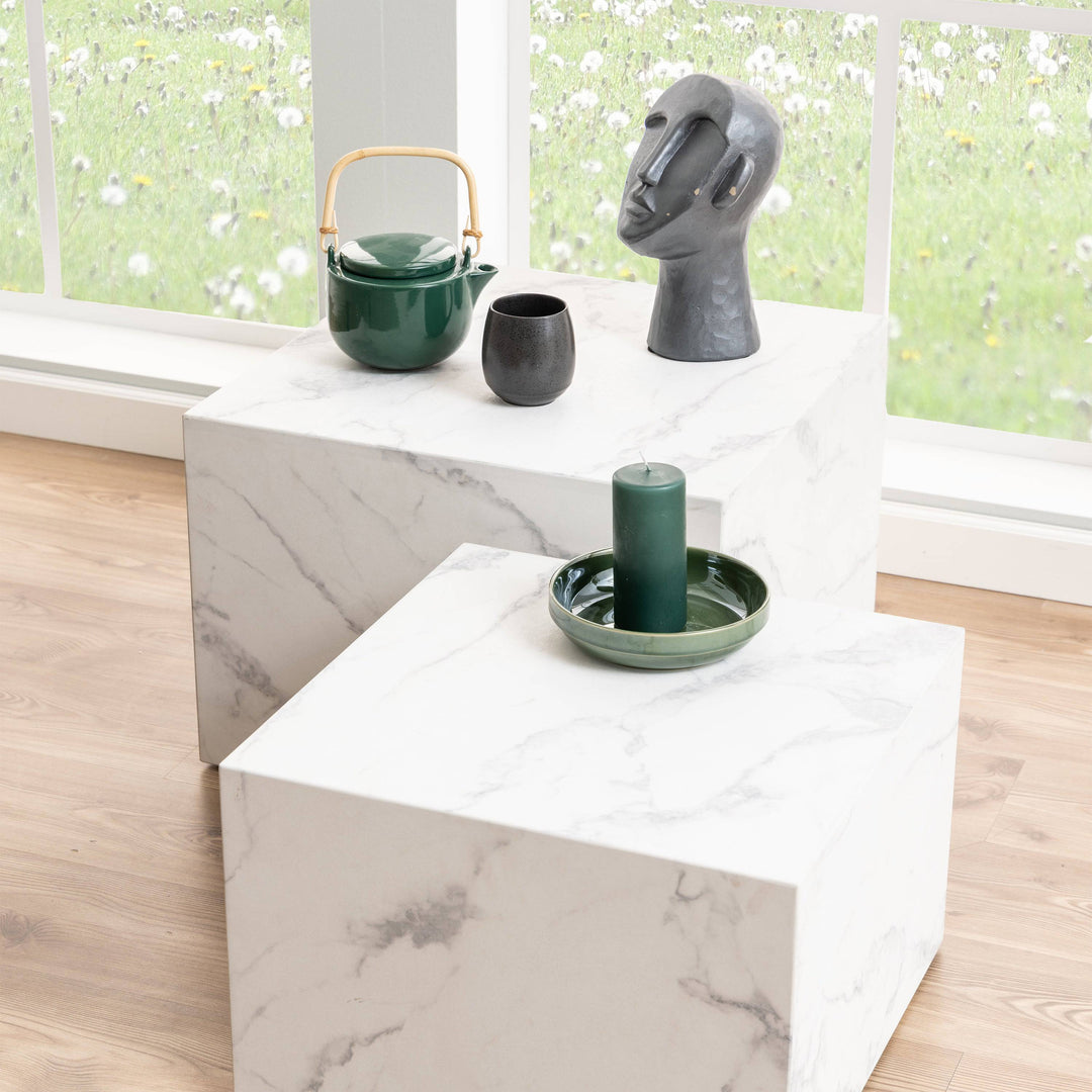 Dice Square Coffee Table Set in White - TidySpaces