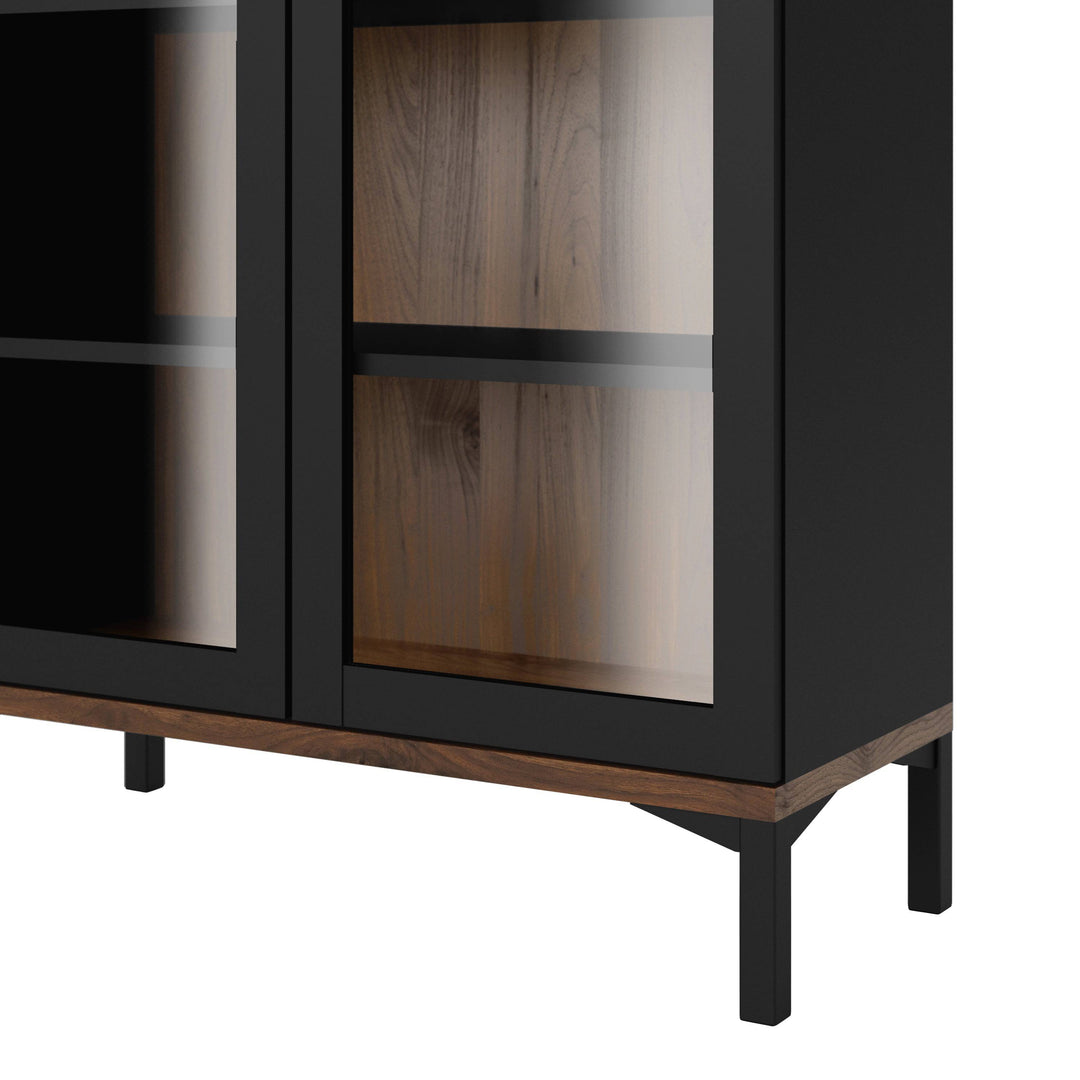 Display Cabinet Glazed 2 Doors in Black and Walnut - TidySpaces