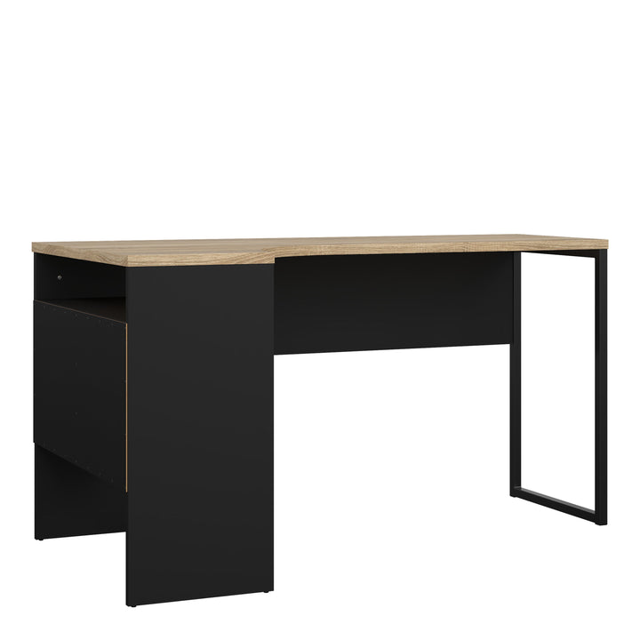 Function Plus Corner Desk 2 Drawers in Black Matt and Oak - TidySpaces