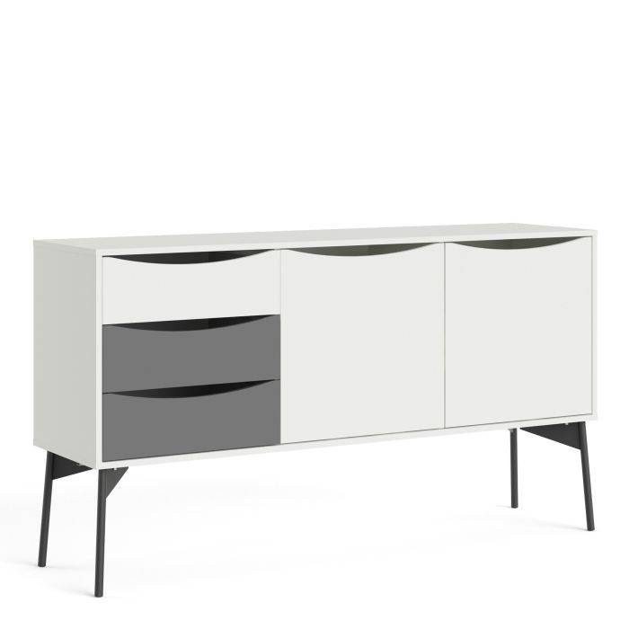 Fur Sideboard 2 Doors 3 Drawers in Grey and White - TidySpaces