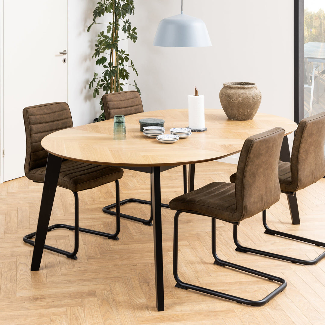 Georgetown Round Dining Table in Oak & Black - TidySpaces