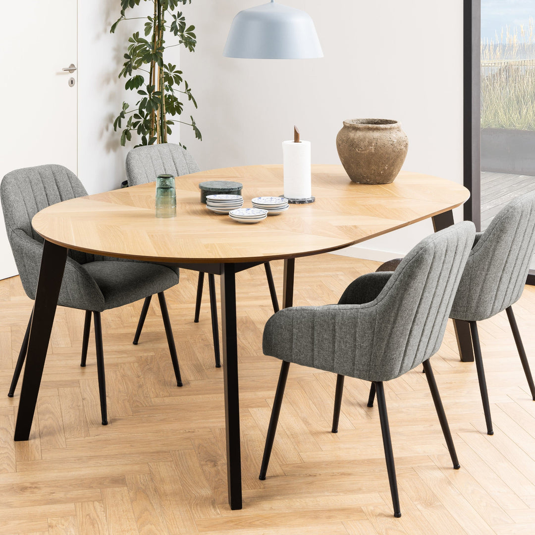 Georgetown Round Dining Table in Oak & Black - TidySpaces