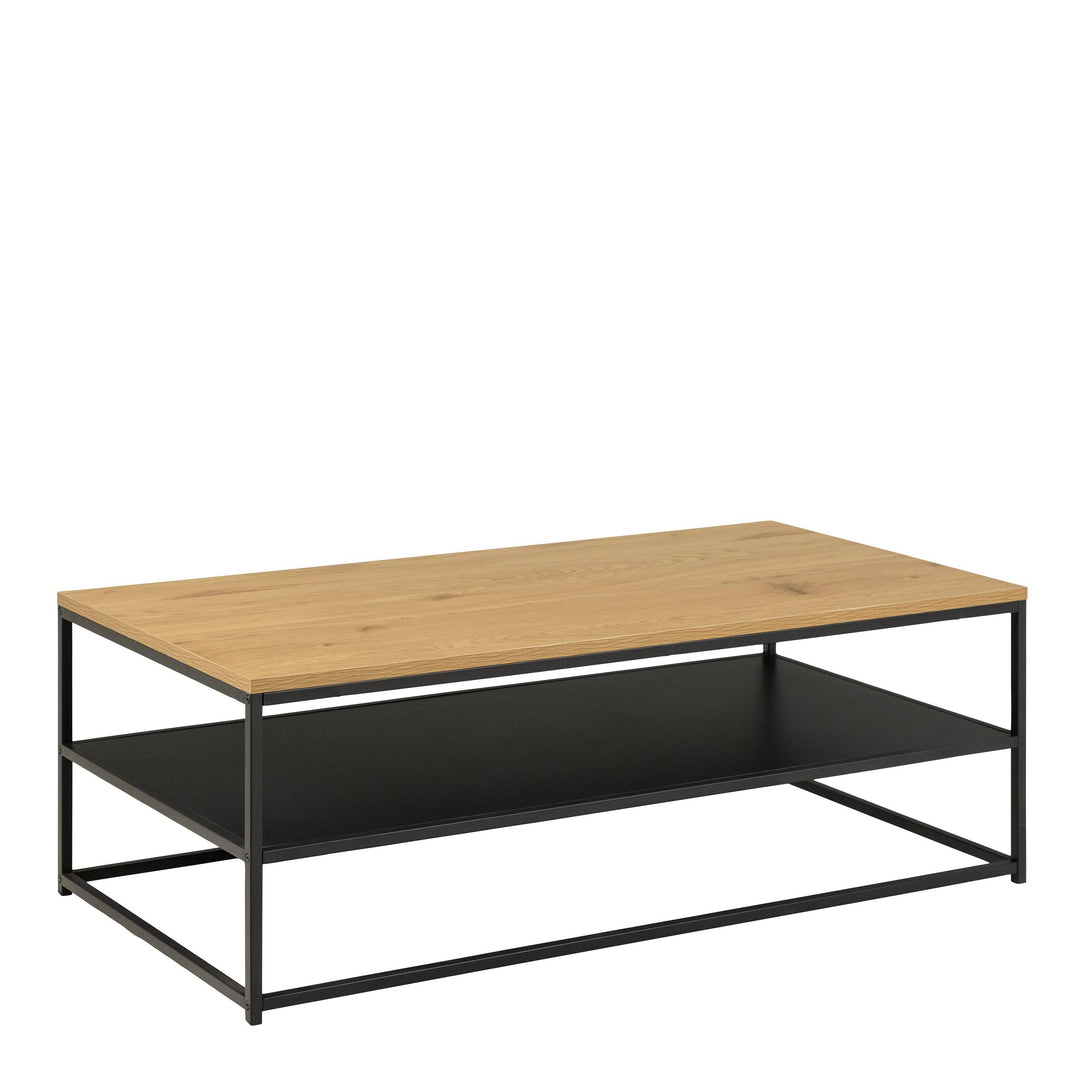 Gila Coffee Table with Open Shelf in Oak & Black - TidySpaces