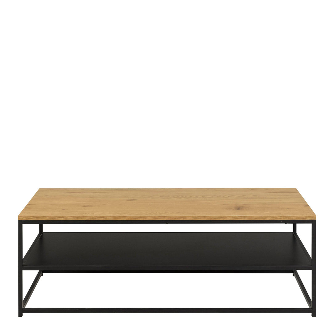 Gila Coffee Table with Open Shelf in Oak & Black - TidySpaces